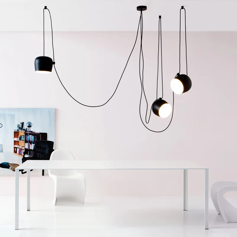 Industrial Flos Black and White Chandelier Nordic Aim Pendant Lamp For Living Room Bedroom Restaurant Creative Long Wire Lamp