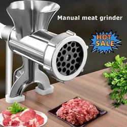 1PC Manual Meat Grinder Silver Aluminum Alloy Powerful Home SausageVegetable Chopper Pepper Kitchen Appliances