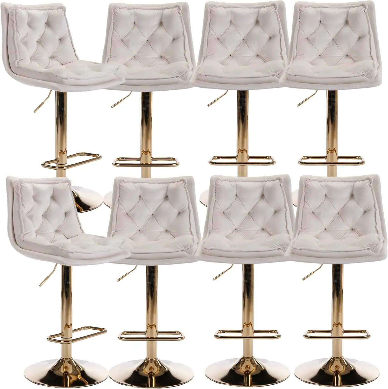 25-33 Inch Velvet Swivel Bar Stools Back, Velvet Upholstered Adjustable Bar Height Barstool Counter Height Stools Island Chairs