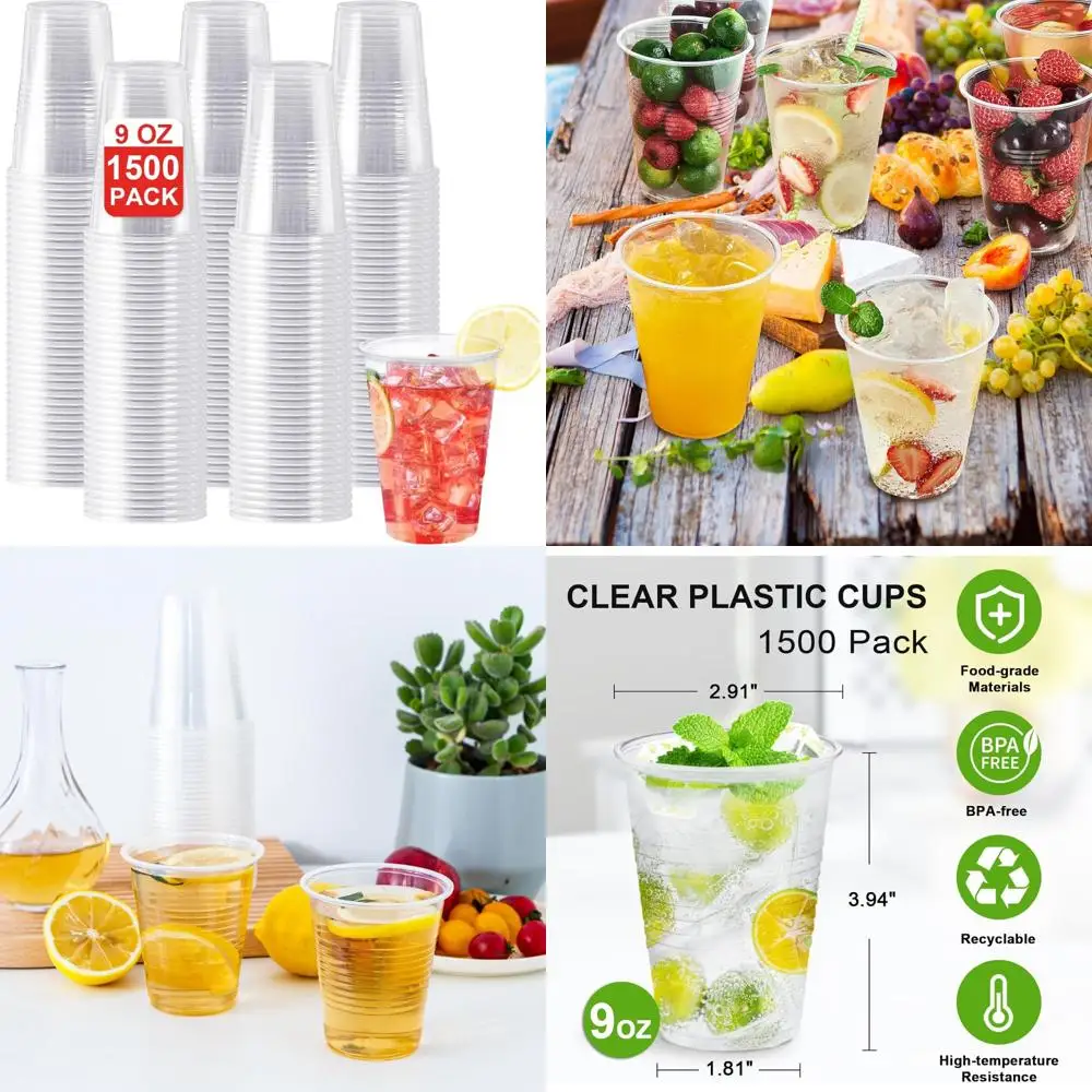 

Одноразовые 9-унций прозрачные пластиковые стаканчики для вечеринок, пикников, барбекю, свадеб и питья с холодной водой