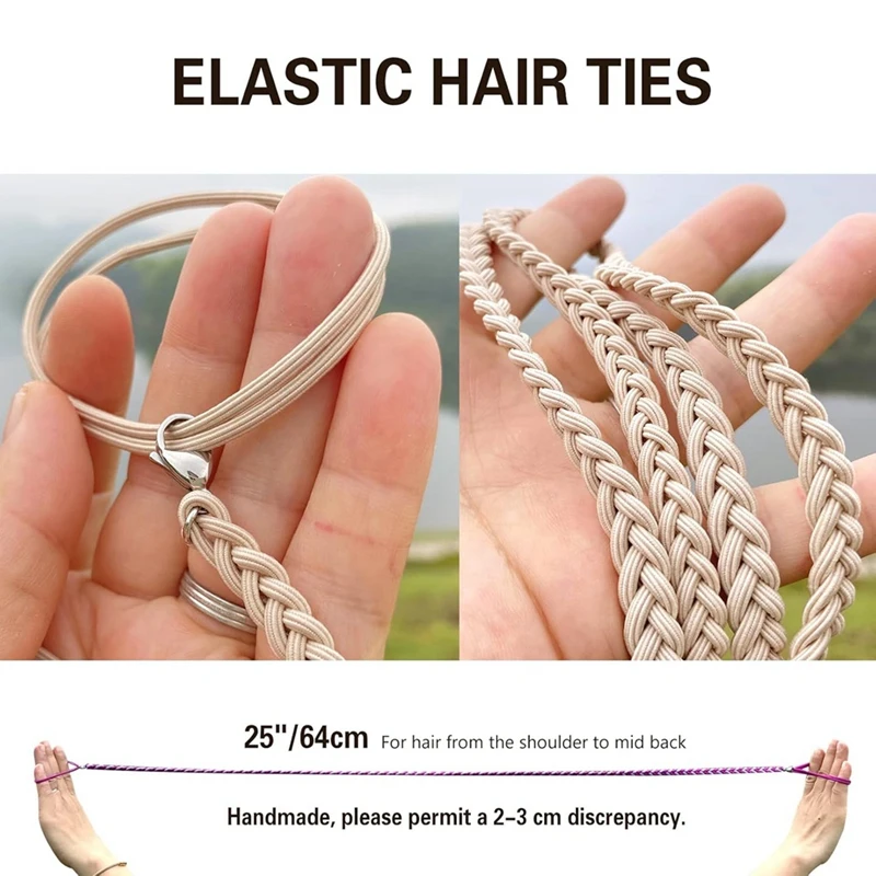 3 Pack Ponytail Holders Elastic Hair Ties For Thick Hair,Tie For Water Wind Sport Strong Braided Pony Tails Hair Ties