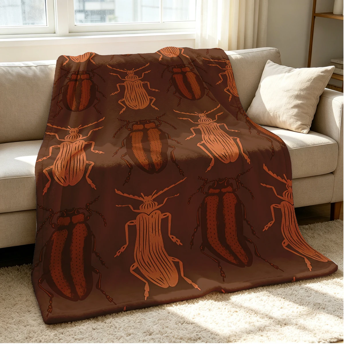 Beetle Vibes Flannel Blanket Warm Soft Halloween Christmas Couch Warm Cozy Decorative Decor Gift for All Season