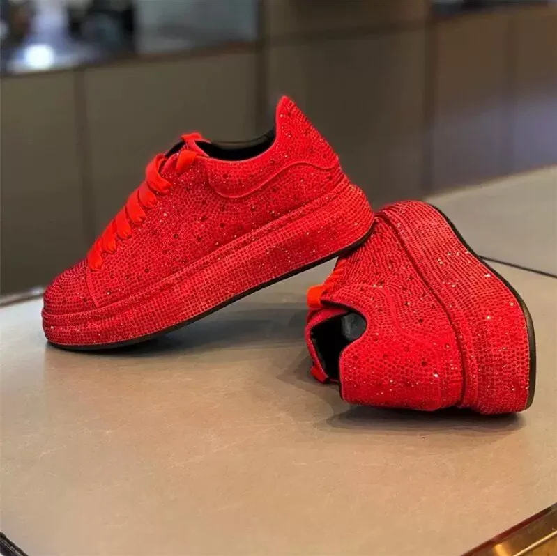 

Мужские красные повседневные туфли с узором из страз, универсальные брендовые лоферы, спортивные кроссовки для ходьбы, Zapatos Hombre