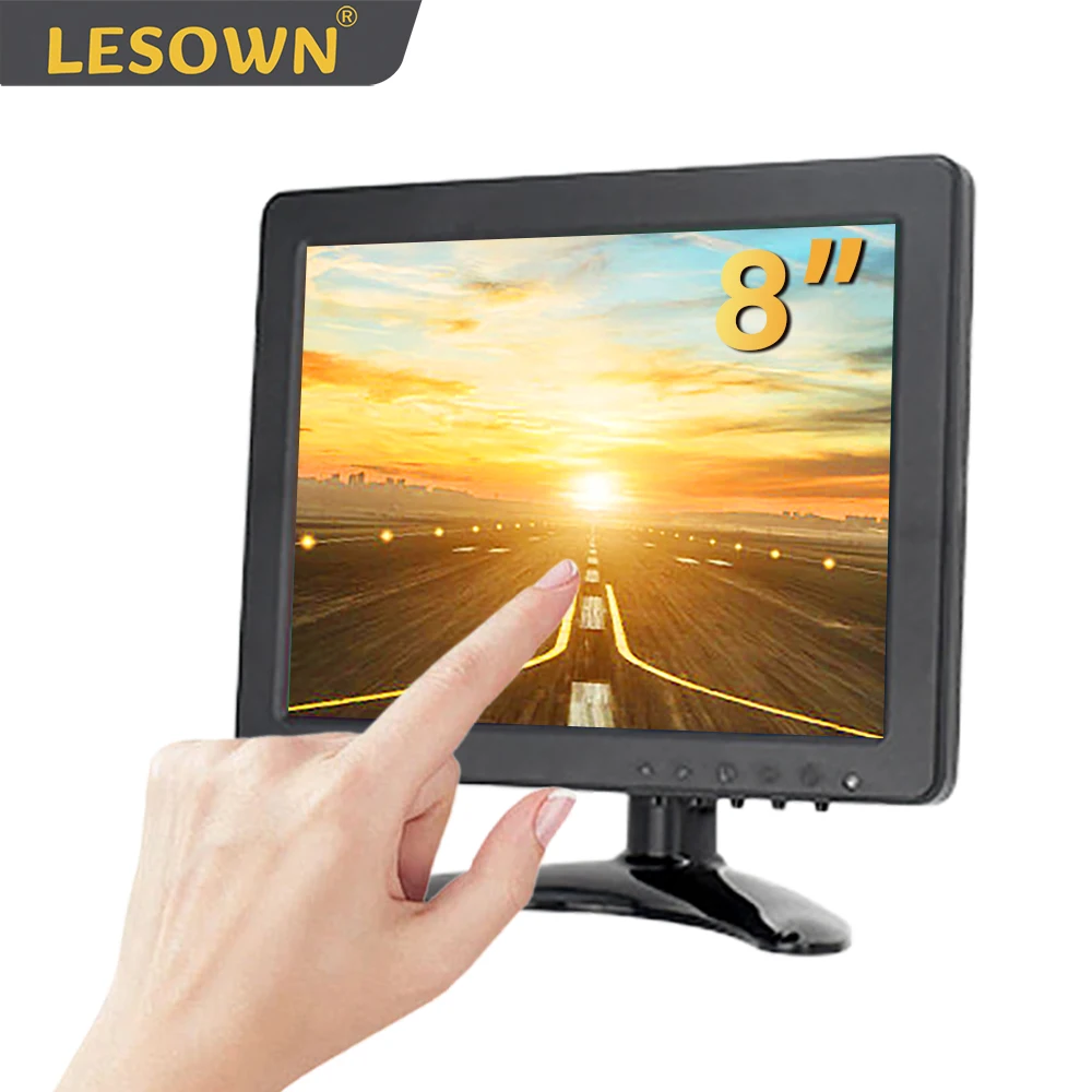 

LESOWN 8 inch Car Monitor 1024x768 IPS 4:3 Compatible with VGA HDMI AV Small Ancillary Display for Camera Parking Reverse image