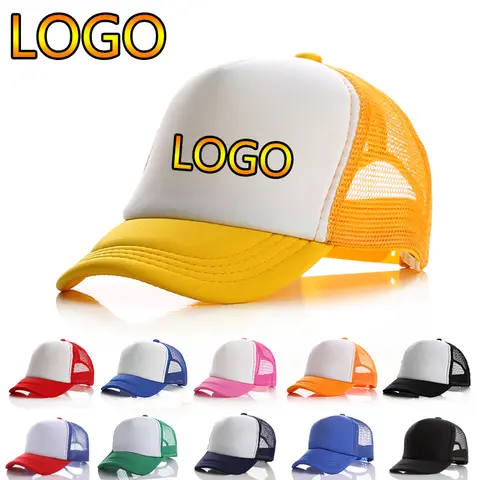 New Custom Logo Child Mesh Hats Outdoor for Girls Boys Sunscreen Snapback Baseball Cap Hip Hop Adjustable Breathable Trucker Hat