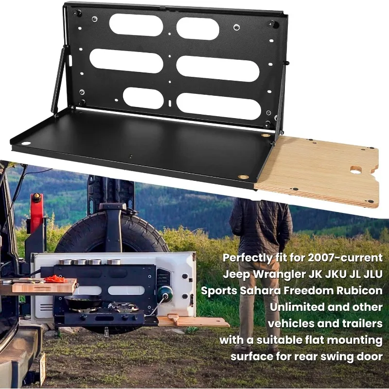 Drop Down Achterklep Tafel voor 2007-2024 Jeep Wrangler JK JKU JL JLU Onbeperkt Sport Vrijheid Sahara Rubicon Achterdeur Opvouwbaar