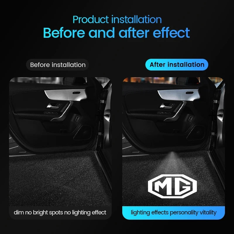2 قطعة MG HD Led ترحيب ضوء باب السيارة العارض مصابيح ل MG ZS 5 7 6 Cyberster MG4 EV ES5 HS واحد GT GS MG3 3SW MARVEL R Scorpio