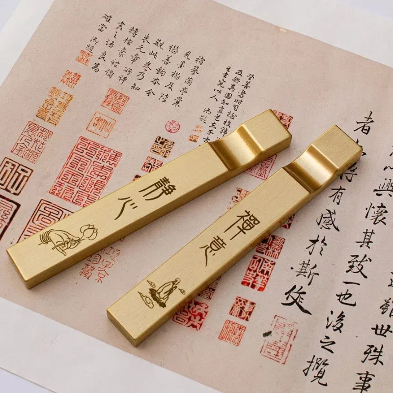 Creative Pen Holder Vintage Copper Paperweight Brush Writing Paperweight Calligraphy Antique Brass Art Supplies