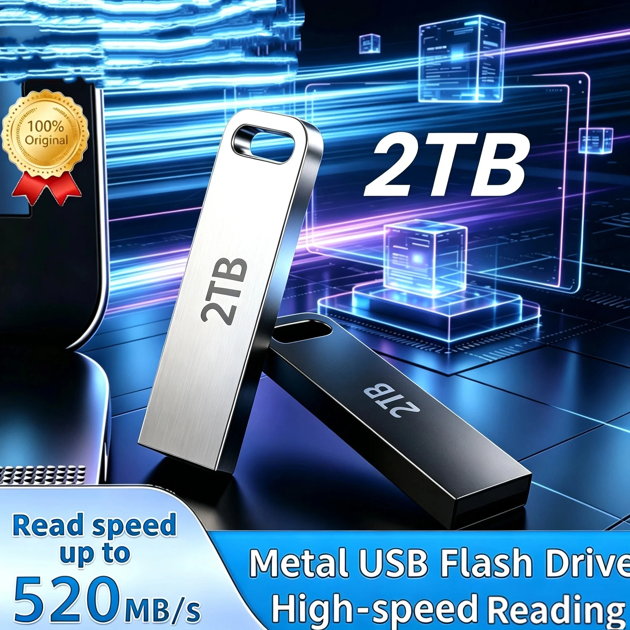 Metal USB Adapter Flash Drive USB 3.0 128GB 256GB 512GB High Speed Metal Mini U Disk Pendrive 1TB 2TB Memory Stick NEW