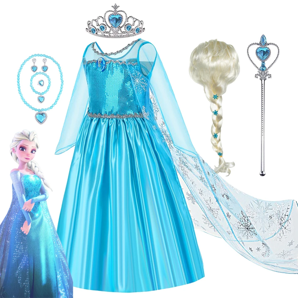 Gefrorene Elsa Prinzen Kleid Mädchen Halloween Cosplay Party Kinder Schneekönigin Kostüm Prinzessin Kinder Outfit Kleid