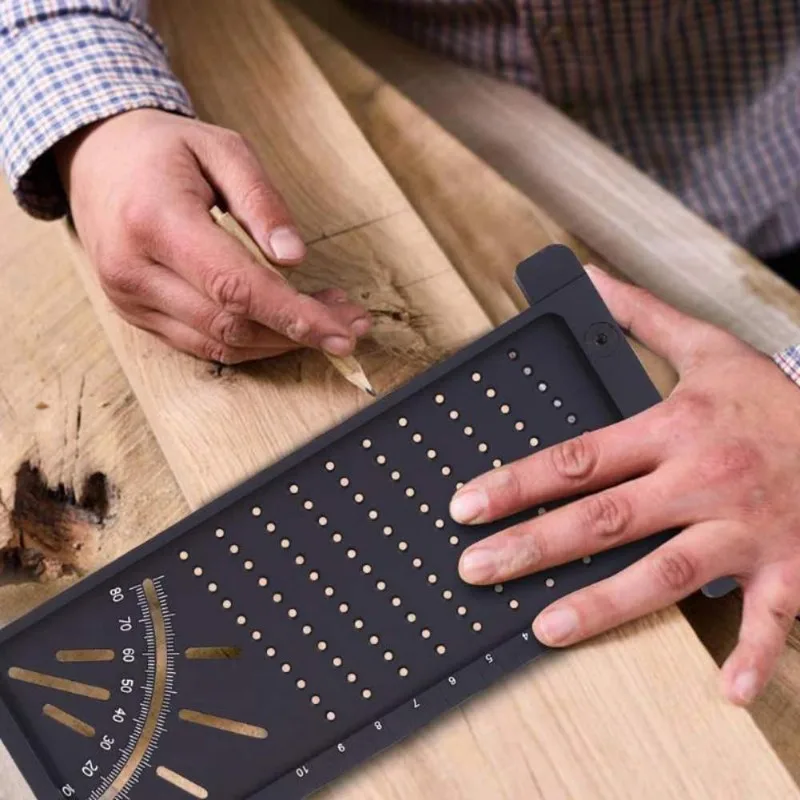 1pc Plastic Precision Woodworking Scribe Mark Line Gauge T-Type Cross-Out Ruler Carpenter Measurement Measuring Tool Angle Ruler