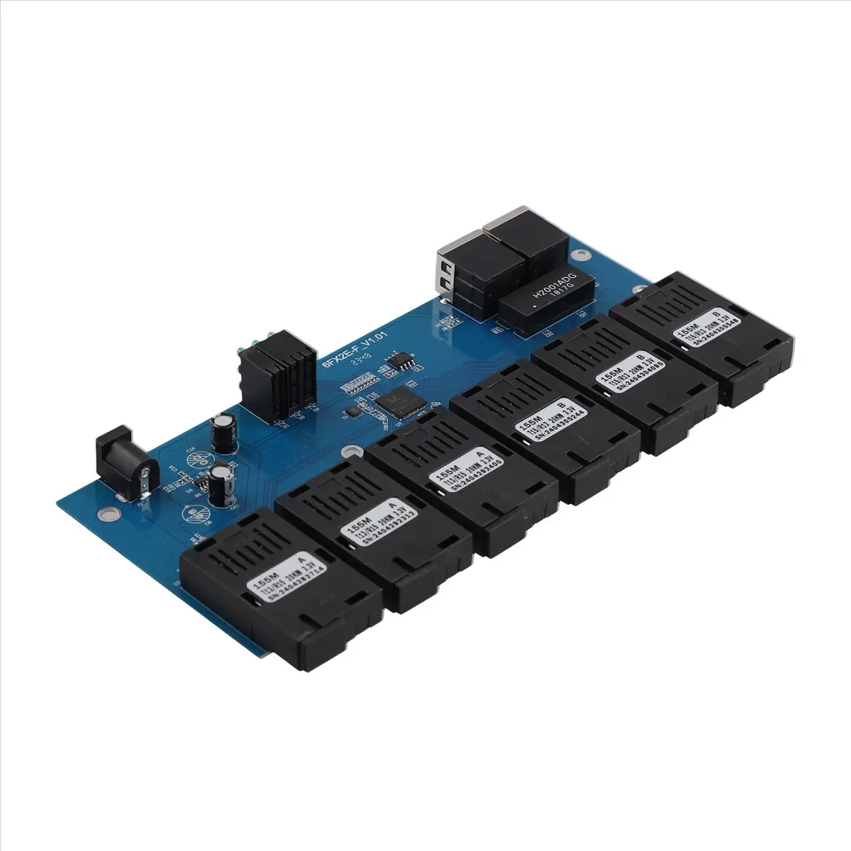 BaoBao- Placa PCBA de 100M, convertidor de medios de fibra óptica, 2 RJ45 a 6 conectores ópticos SC, puertos 3A + 3B, interruptor Ethernet de 20KM