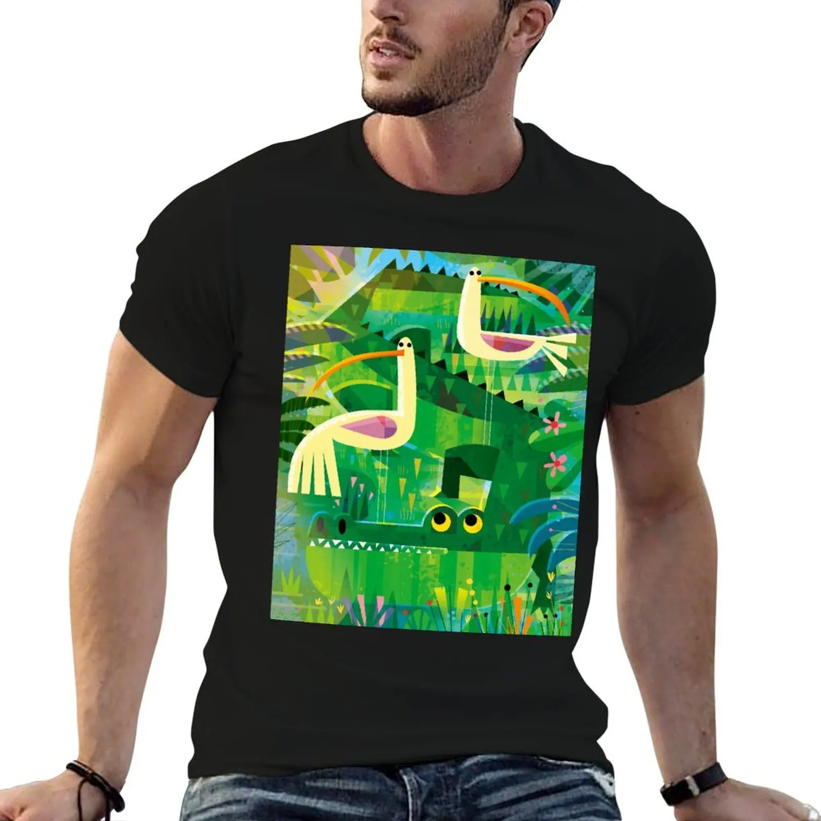 Croc and birds T-Shirt sweat gifts for boyfriend workout shirts for men