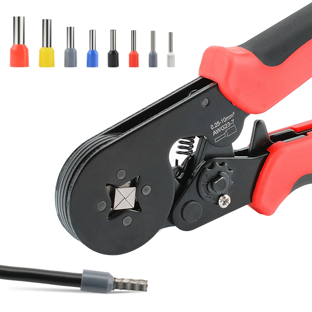 Ferrule Crimping Tool Kit, AWG 23-7 Self-adjustable Wire Ferrule Crimper Plier Set Wire Terminals Crimping Connector toolbox