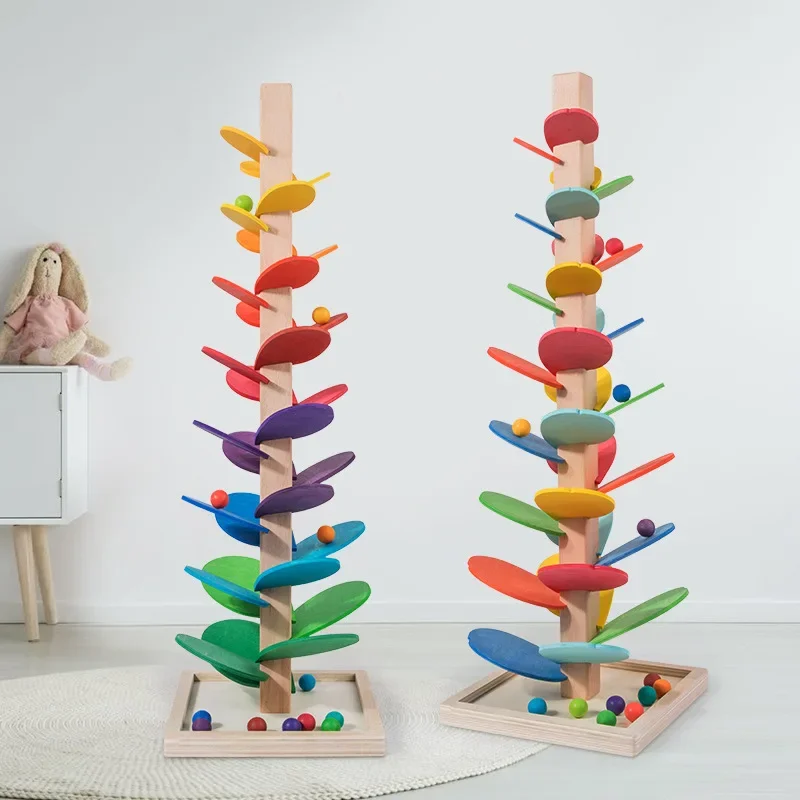 

New Colorful Tree Marble Ball Run Track Building Blocks Kids Montessori Wooden Toys Learning Educational Toys for Children