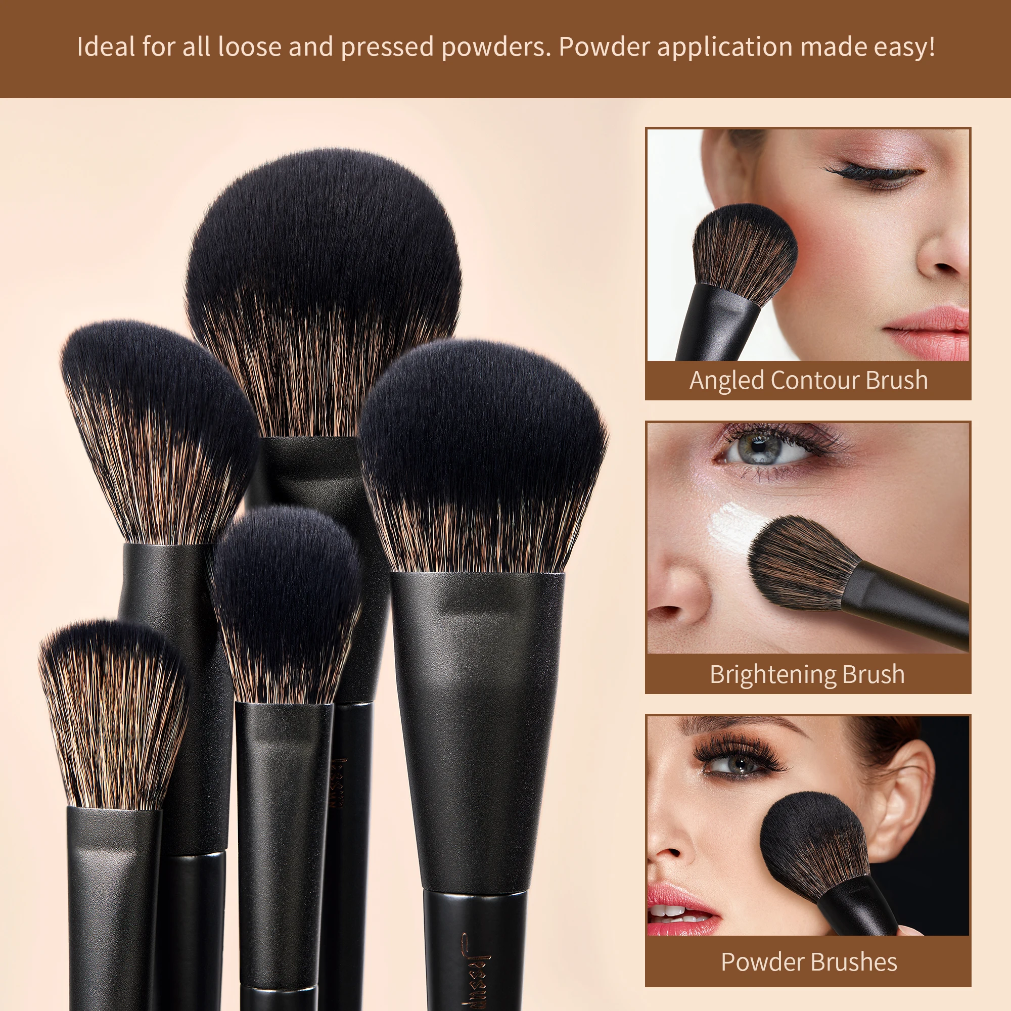 Zestaw pędzli do makijażu Jessup, 14 sztuk pędzli do makijażu Foundation Eyeshadow Contour Concealer Powder Eyeshadow z pudełkiem upominkowym, T336-G — zdjęcie 5