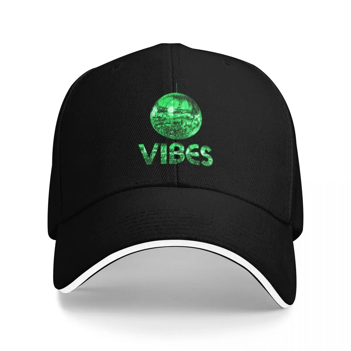 

1970s Green Discoball Vibes Baseball Cap Luxury man cap Sun Hat For Children Bobble Hat Women Men's