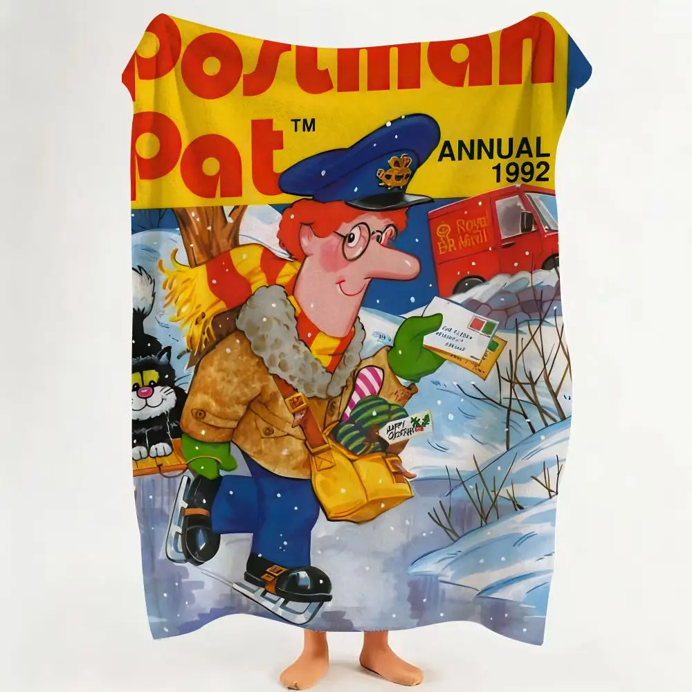 Cartoon P-Postman P-Pat Throw Flannel Throw Blanket Suitable for Sofa、Living Room、Bedroom