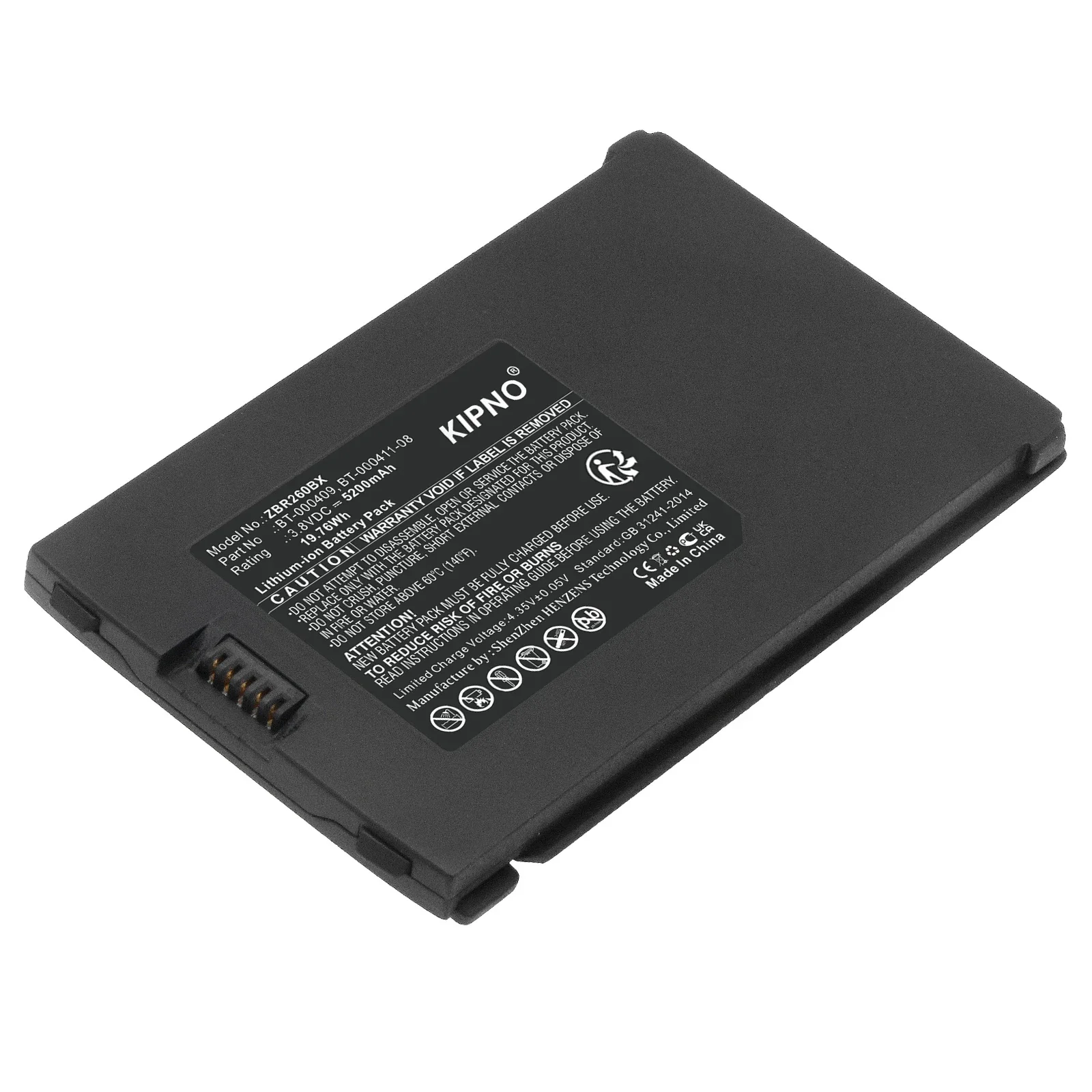 

kipno Battery BT-000409 For Zebra TC21 TC26 TC26AK fits BT-000409 BT-000411-08 Barcode Scanner 5200mAh 3.80V Li-io