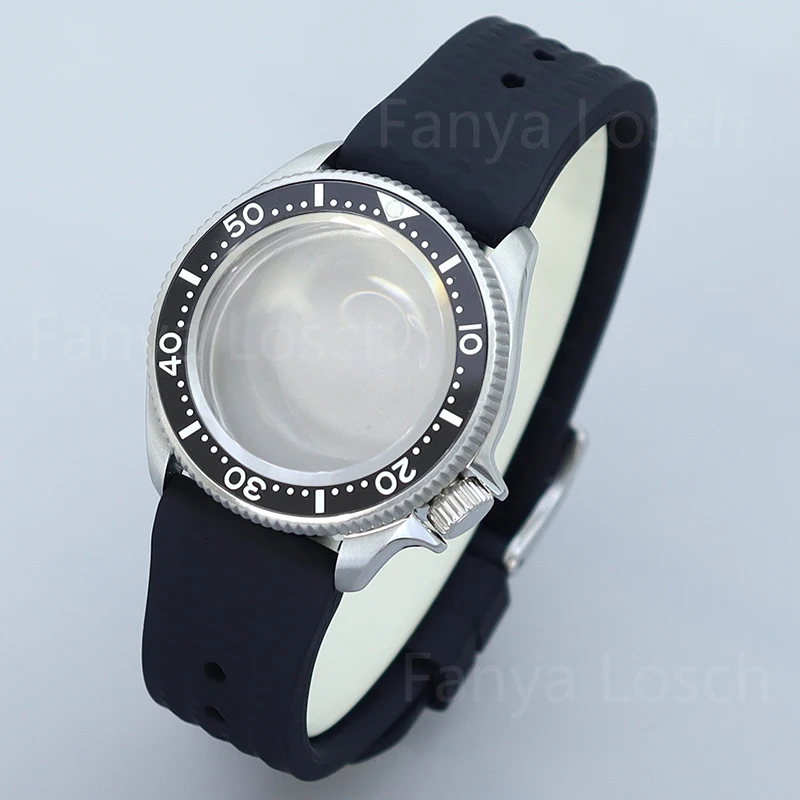 

38mm 007/009 Ms. Luxury Watch Case Black Rubber band Sapphire Fit Seiko Nh35 Nh34 Nh36 Nh38 Movement 28.5mm Dial Ceramic Bezel