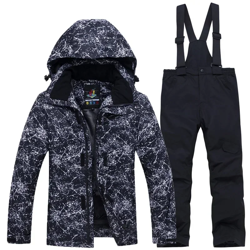 Roupa de esqui crianças inverno terno de esqui engrossar quente meninos meninas jaqueta de esqui e calças à prova dwaterproof água equipamento de esqui de neve casaco de snowboard