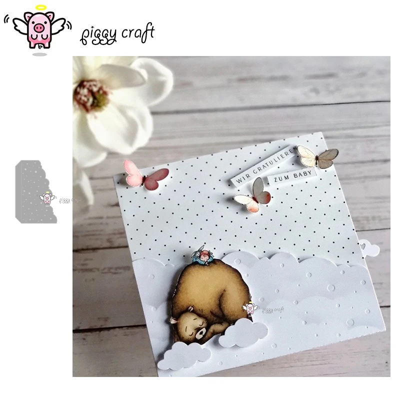 Piggy Craft Metall-Stanzformen, geschnittene Matrizenform, Wolkenrand-Dekoration, Sammelalbum, Papier, Basteln, Messerform, Klingenstanzer, Schablonen