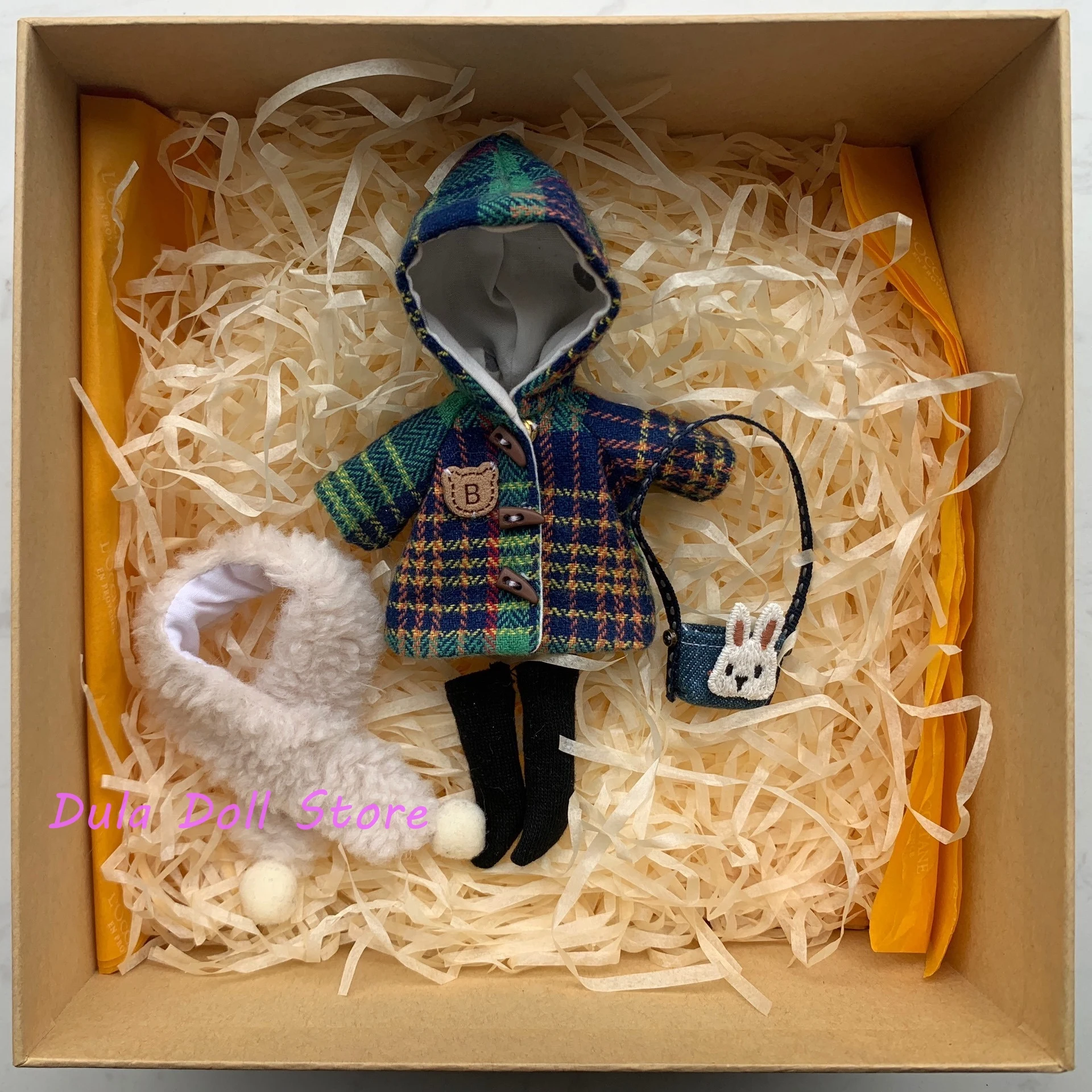 2026 Dula Doll Clothes Dress Autumn and Winter College Plaid Mid-Length Sock Doll Suit for Ob11 GSC Doll Accessories