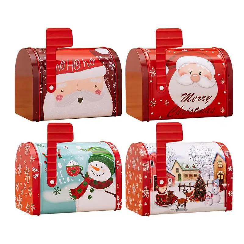 Christmas Gift Tins Wrap Boxes Iron Christmas Tin Boxes Candy Box Classic Christmas Cookie Tins Biscuit Storage Multipurpose