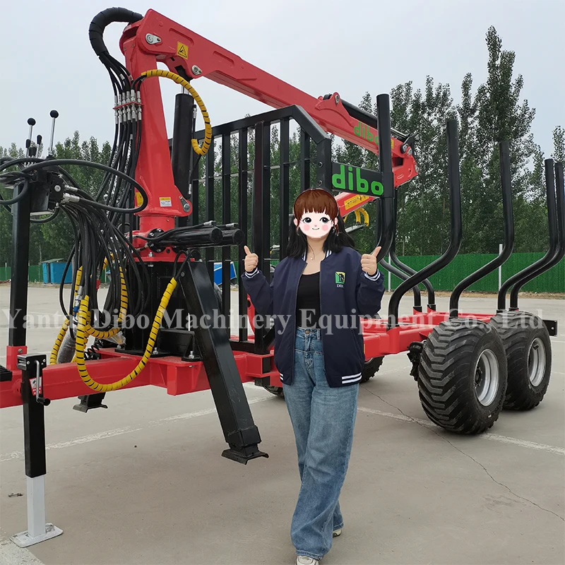 CE certification Forestry machinery 7.8m hydraulic heavy dut y command joystick timber log Crane with cab