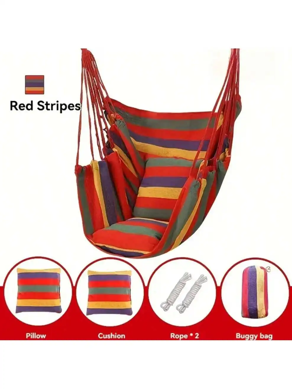 أرجوحة خارجية محمولة، كرسي معلق، مع وسادة ناعمة، كرسي معلق من القماش القوي، كرسي معلق مريح ومتين، على شكل حرف V