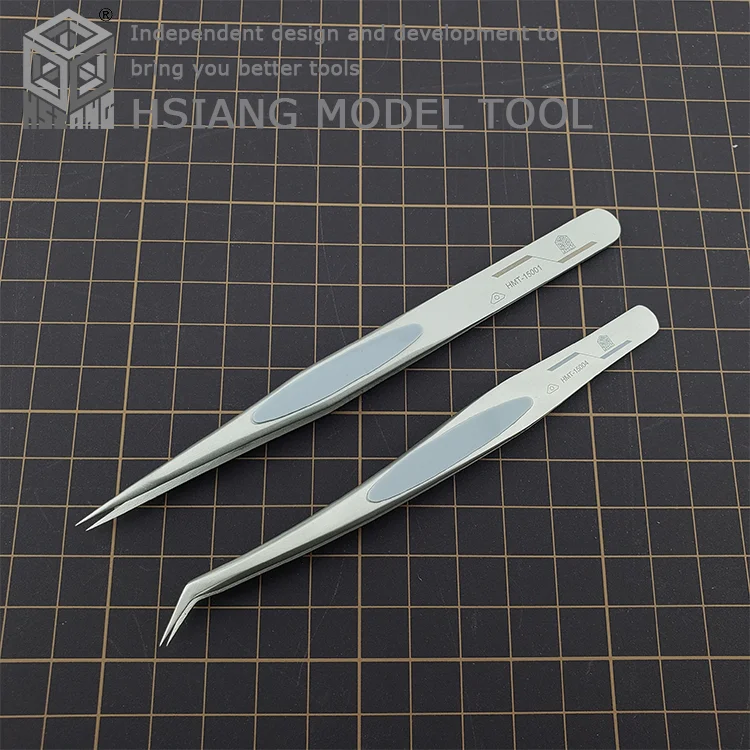 Non Slip Stainless Steel Angled Straight Tweezers Plastic Military Model Kit  Art Doll Handicraft Building Making Tool