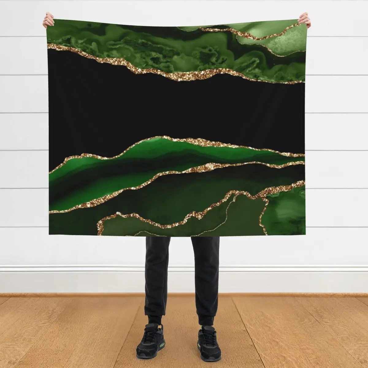

Emerald Green Faux Malachite Marble Throw Blanket Multi-Purpose manga Winter beds Thin Blankets