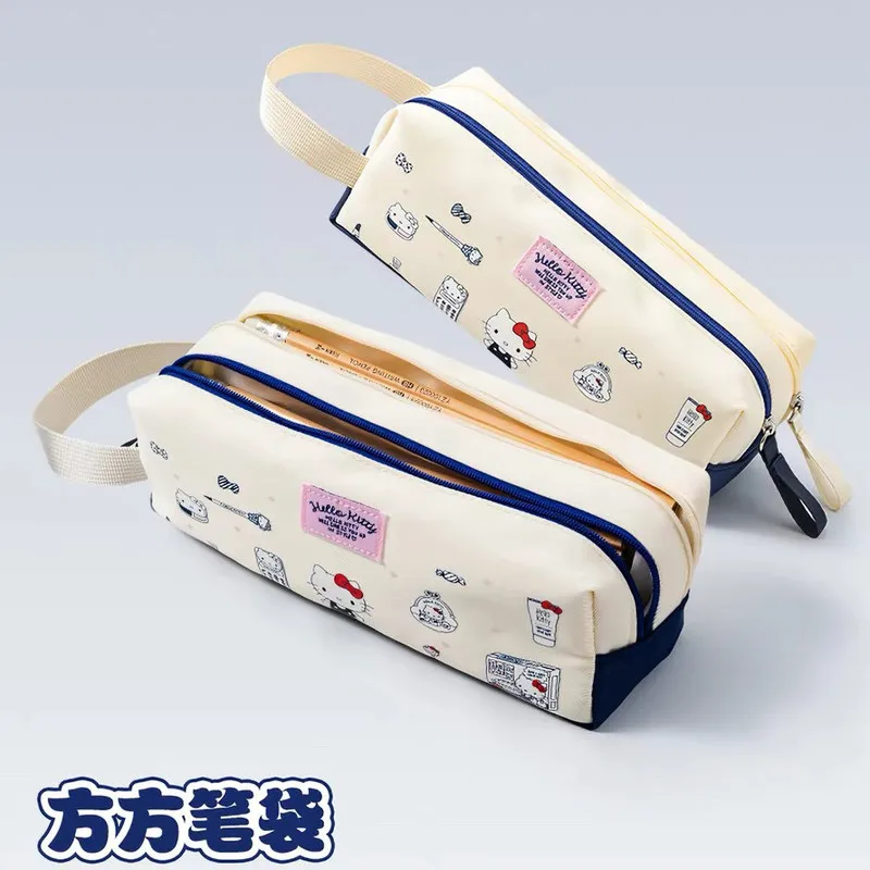 Sanrio Hello Kitty Pencil Pouch Large Capacity Double Zipper Cartoon Cute Japanese Style High Aesthetic Stationery Storage Bag