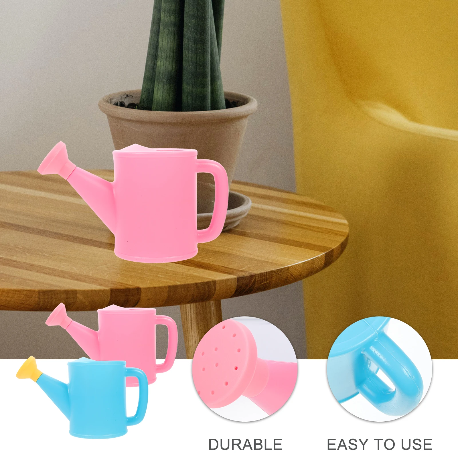 

2pcs Cans Garden Tool Cute Flower Watering Pot Long Spout Leakproof Durable Plastic Watering Pot For Indoor Outdoor Plants