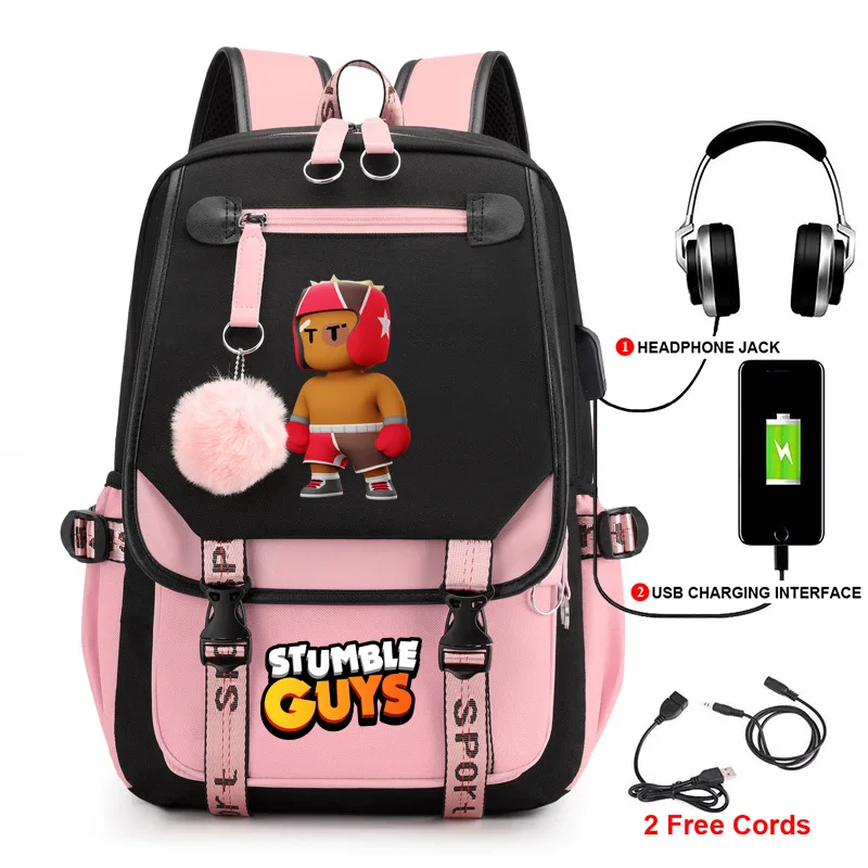 Tripping Peoplestumble cercando a mochila jogo, mochila estudante, saco de computador USB, moda