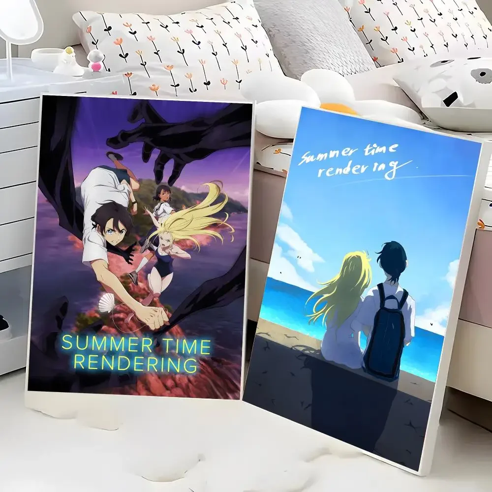 Summer Time Rendering Shinpei Ajiro Ushio Kofune Time Loop Mystery Calligraphy Poster Eco-Friendly Decor Frameless Canvas