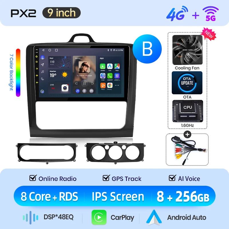 AWESAFE Draadloze CarPlay Android Auto Radio voor Ford Focus 2 3 Mk2 Mk3 2004 2005-2011 Auto Intelligent Systemen RDS GPS FM BT SWC