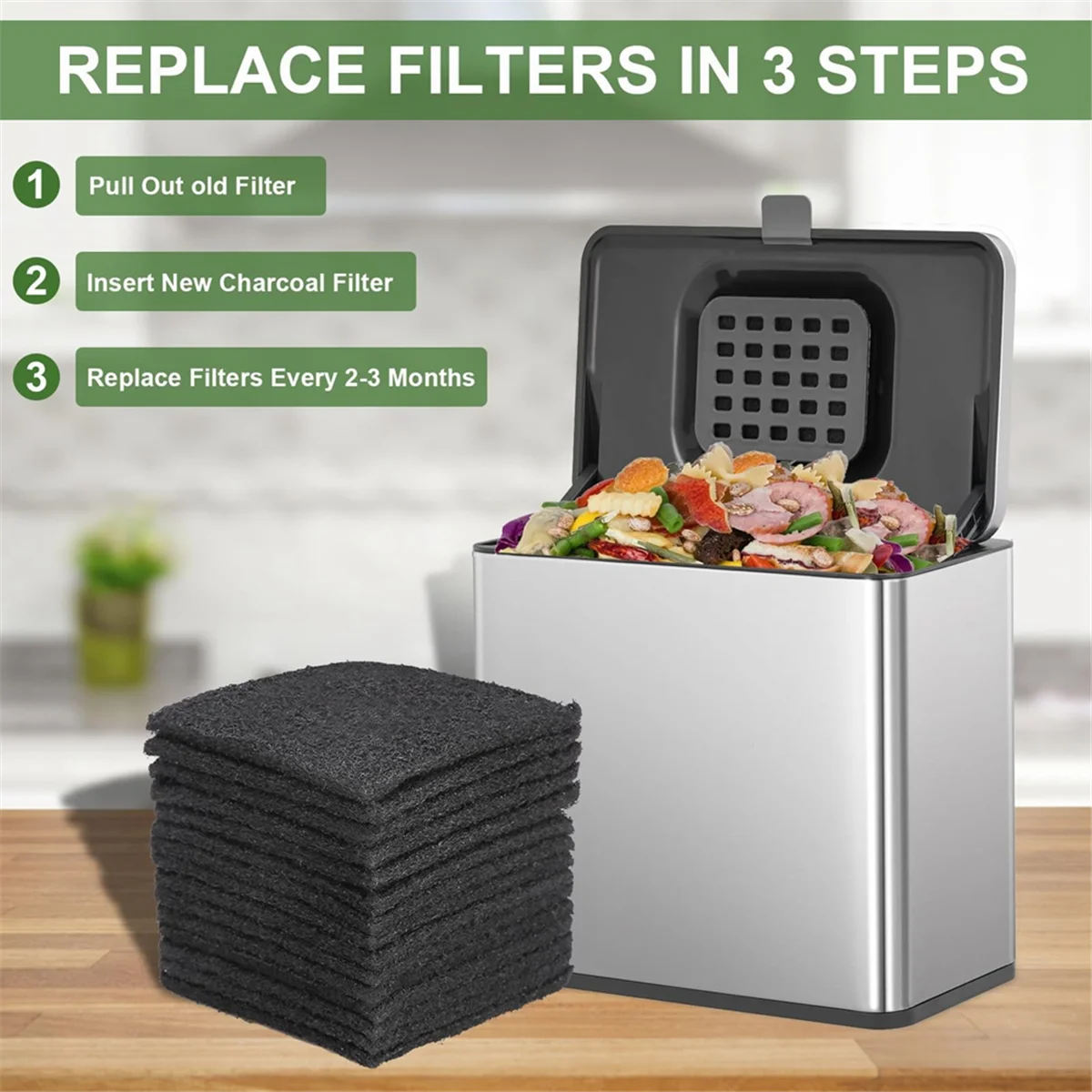 2025+Trash Can Deodorizing Filter Refill for Trash Cans and Compost Bins Activated Charcoal Deodorizing Tablets