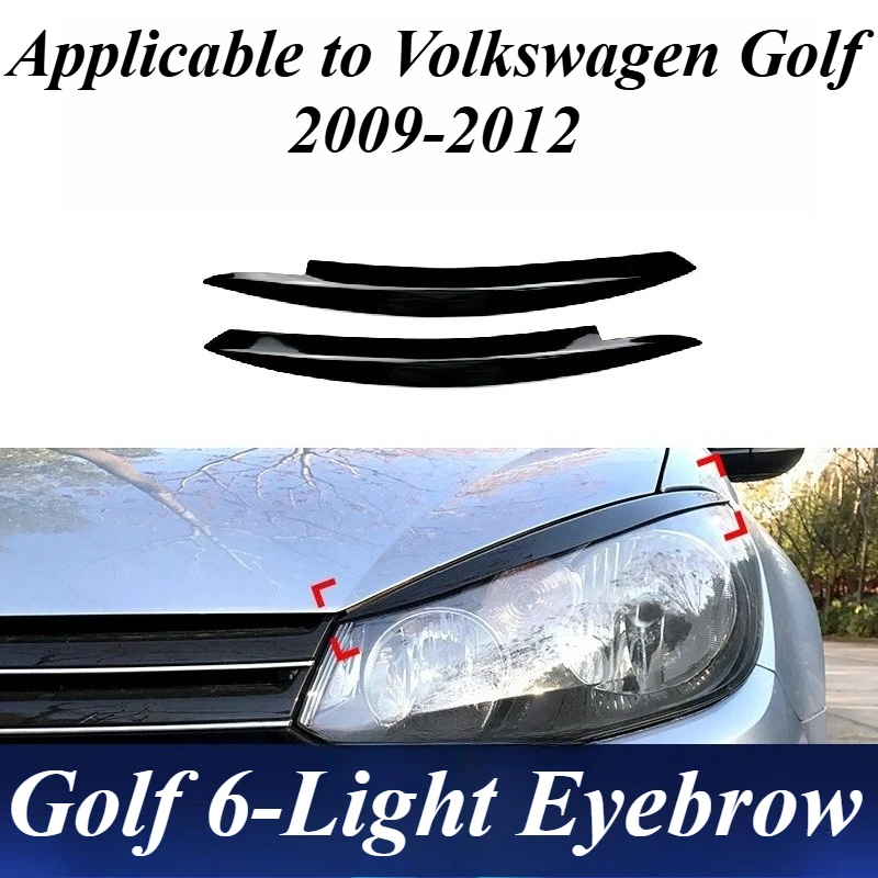 

For Volkswagen Golf 6 2009-2012 Headlight Upper Cover Trim ABS Carbon Style Protective Film Exterior Car Styling Accessories