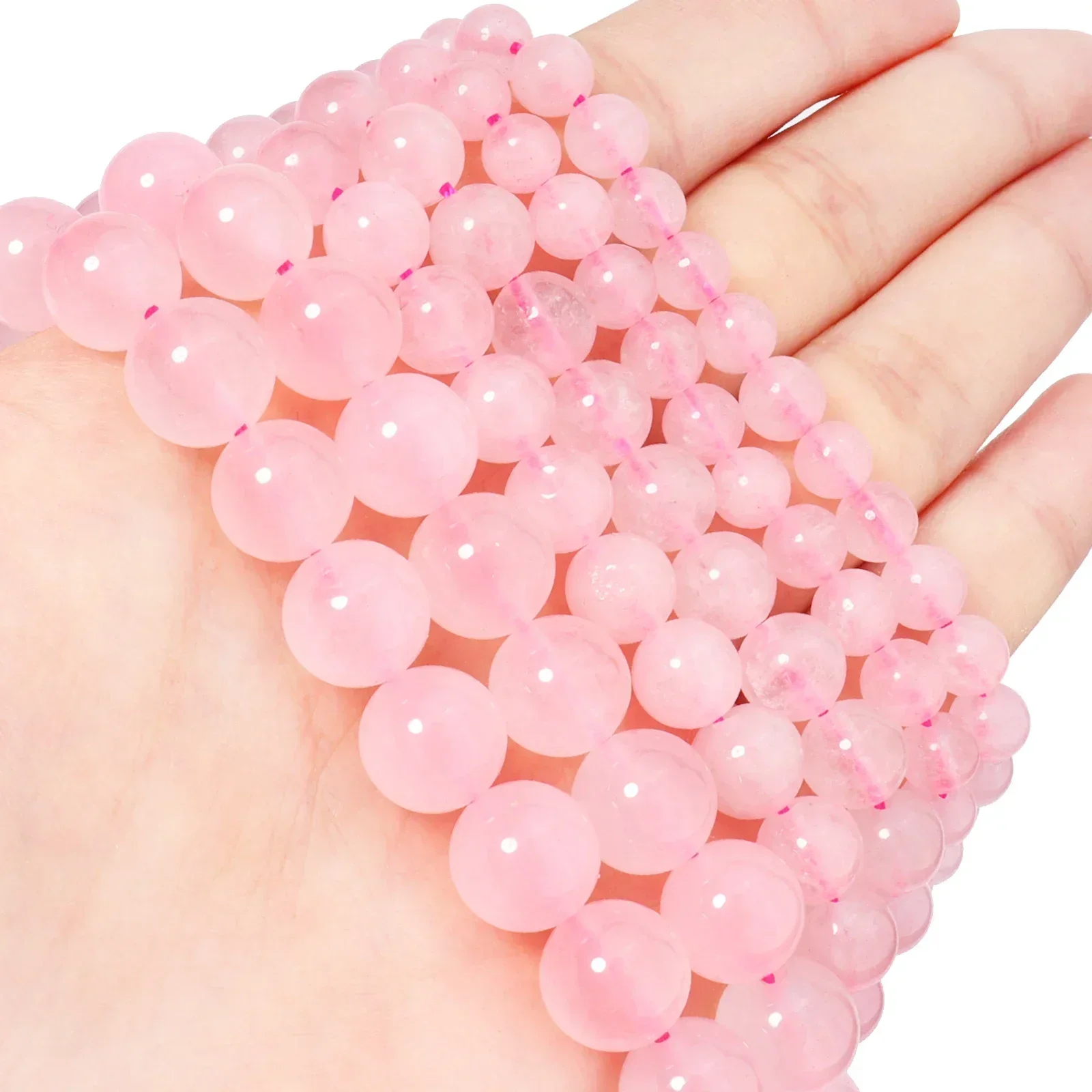 Natürliche Rosenquarz rosa Kristall runde lose Abstands perlen für Schmuck herstellung DIY hand gefertigte Armband zubehör 4/6/8/10/12 mm15''