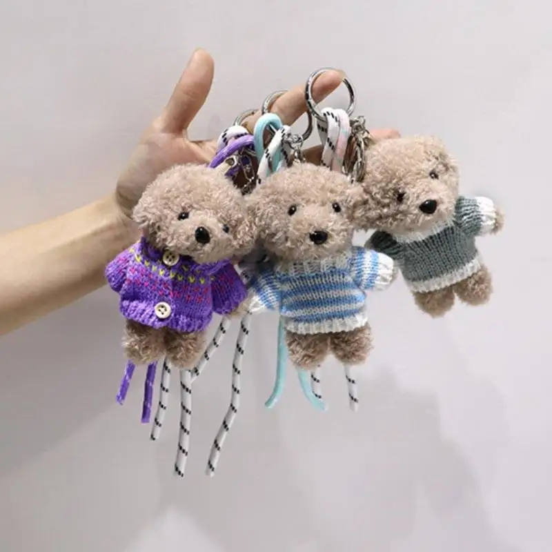 1 قطعة الدببة الضخمة قلادة Kawaii سلسلة مفاتيح سحرية مع حبل منسوج 11 سنتيمتر دمية على ظهره الديكور حقيبة الملحقات