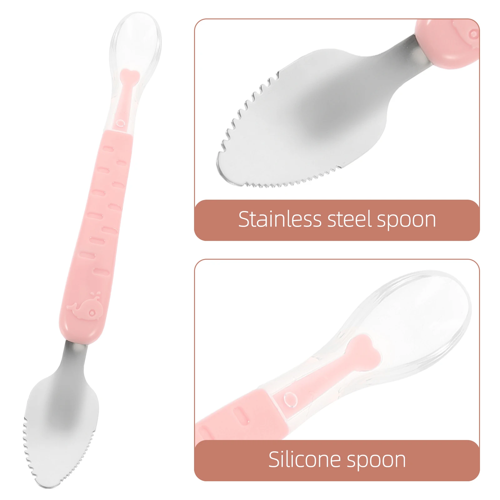 Double EndedFruitScrapingCucchiaiAcciaio inossidabileBabyPureeScoopsGreenScatola di immagazzinaggioBambinoDessertGrapeFruttaCucchiaiCottoConta AlimentiMasher