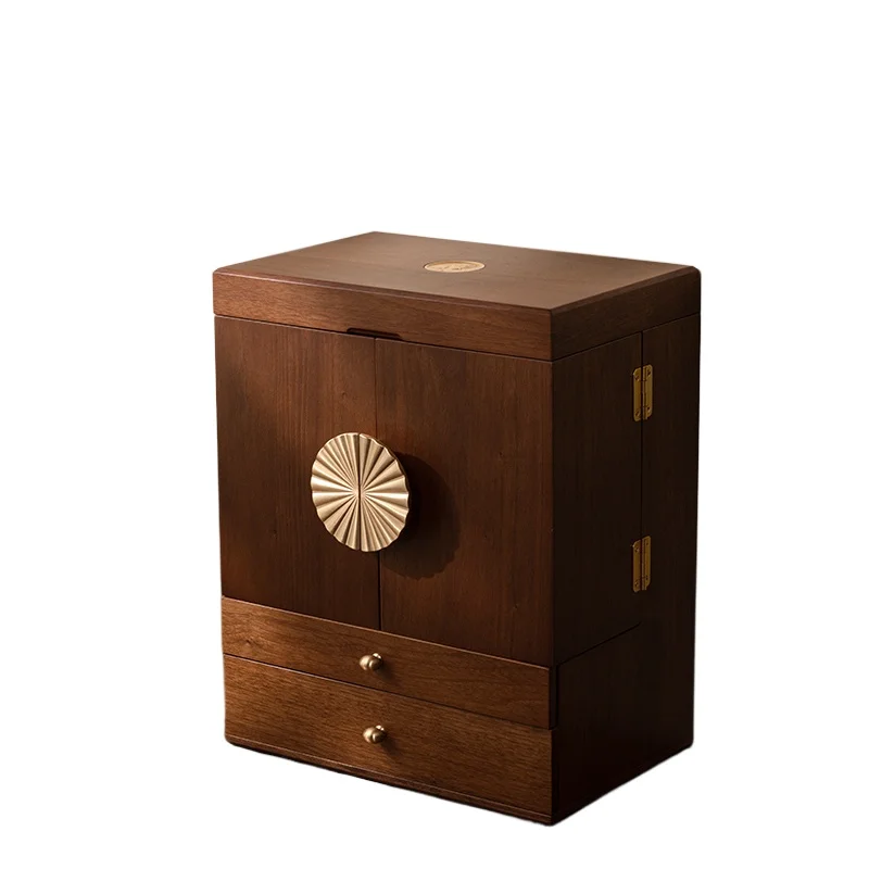 

Wooden cosmetics storage box, desktop high-end medium and ancient style multi-layer large-capacity skin care products