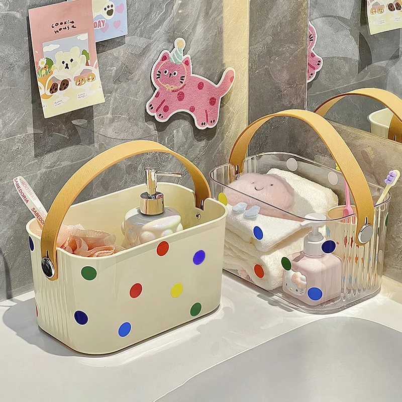 

Косметический органайзер, косметическая витрина, косметическая витрина, портативная корзина для ведра для душа с ручкой, пластиковая корзина для хранения