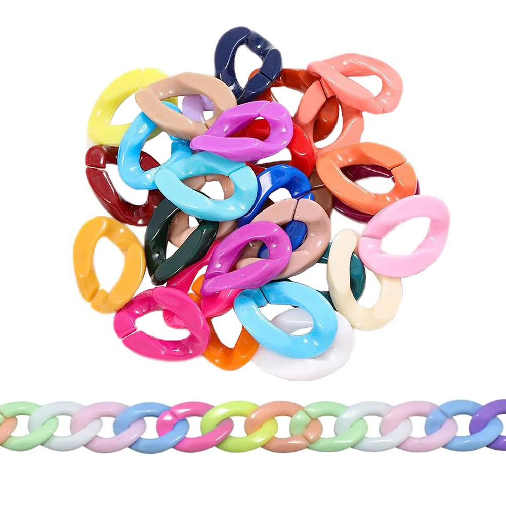 100set 17x23mm Macaron Color Twist Chain Beads Buckle For Diy Fashion Necklace Phone Bag Chain Jewelry Making Decorative Accesso