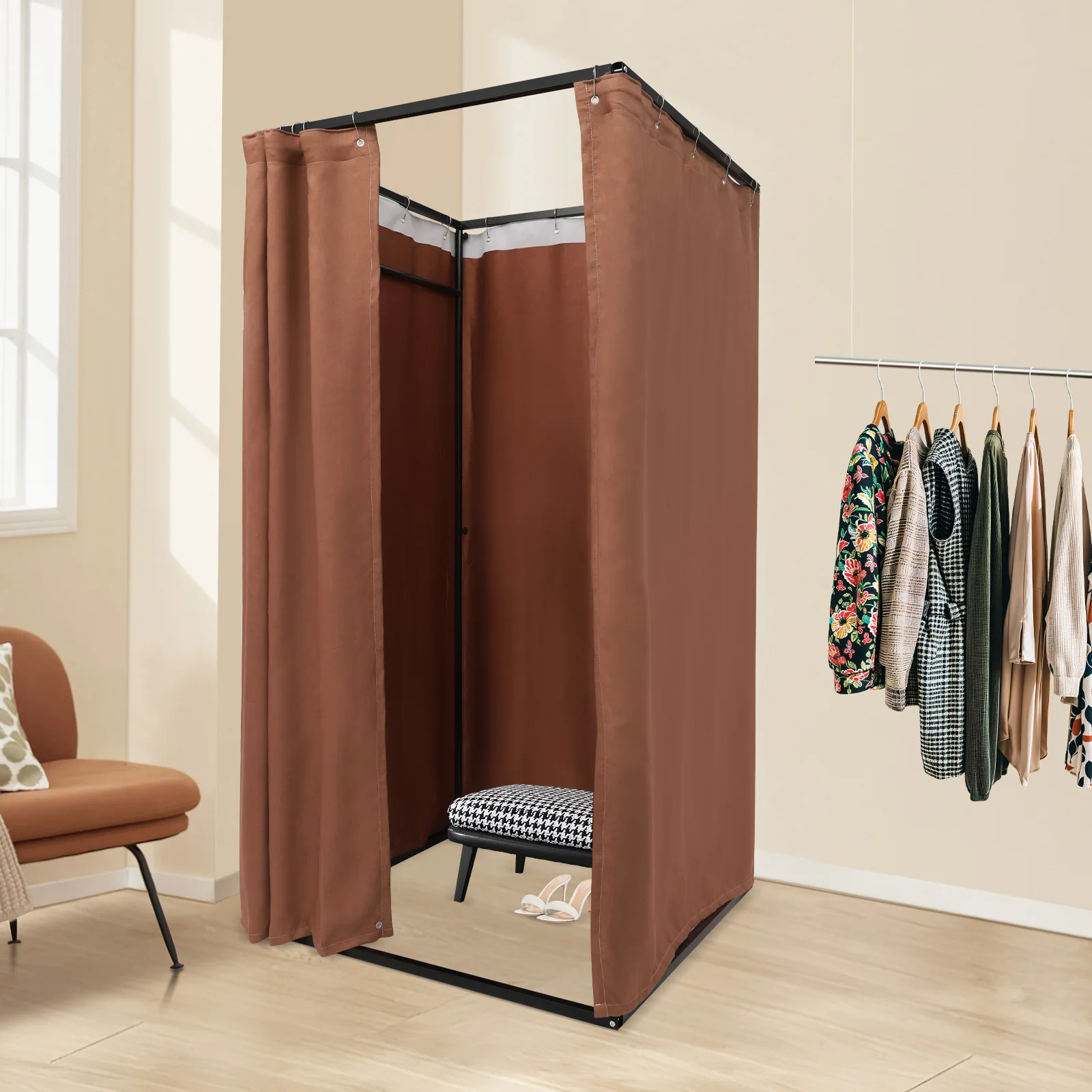 

Portable Clothing Store Fitting Room Freestanding High Load-bearing Capacity Dressing Room Fitting Room 105*20*20cm For Shops