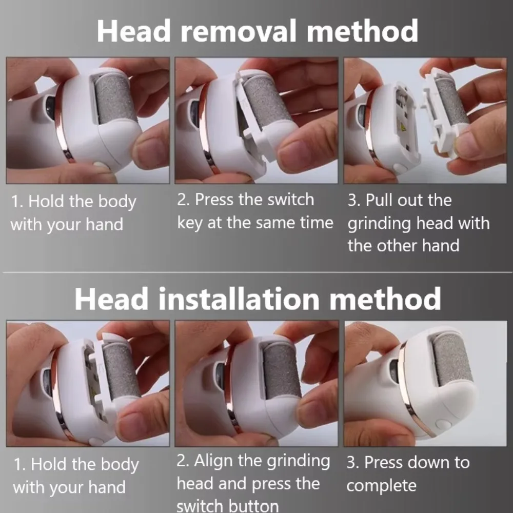 เครื่องตะไบเท้าไฟฟ้าแบบชาร์จได้ 2 ระดับความเร็ว กันน้ำ กำจัดหนังด้านเท้า เครื่องขัดเท้าไฟฟ้า