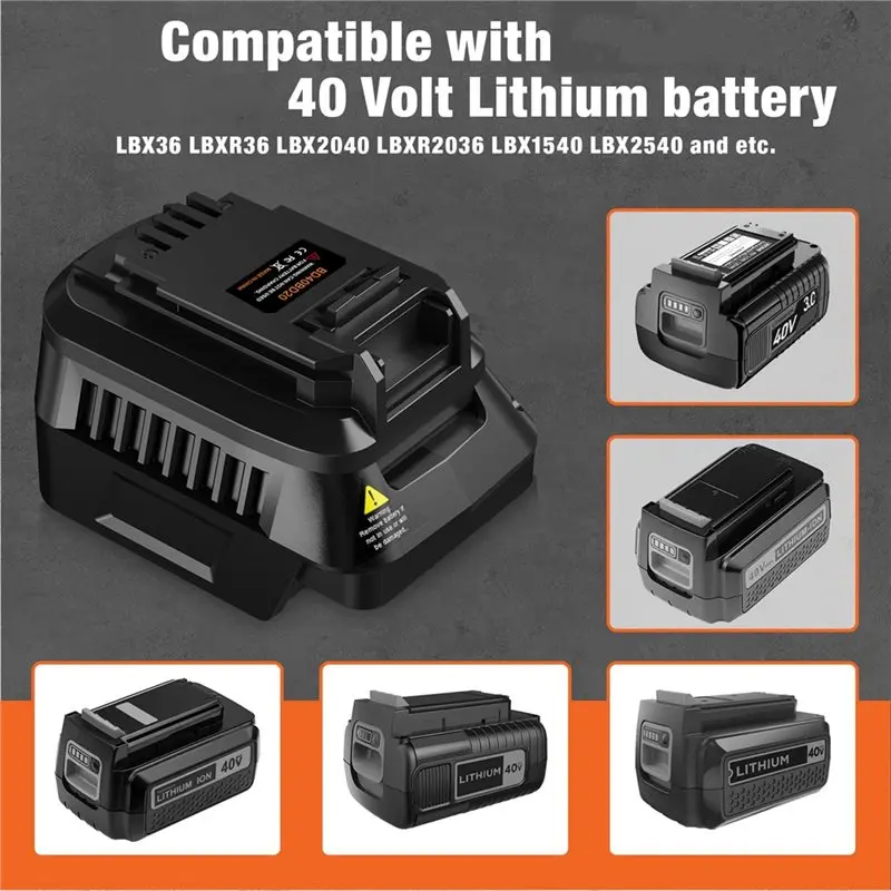 Adattatore batteria Y42A per batteria al litio Black And Decker 40V Converti in lavoro per utensile elettrico a batteria Black And Decker 20V