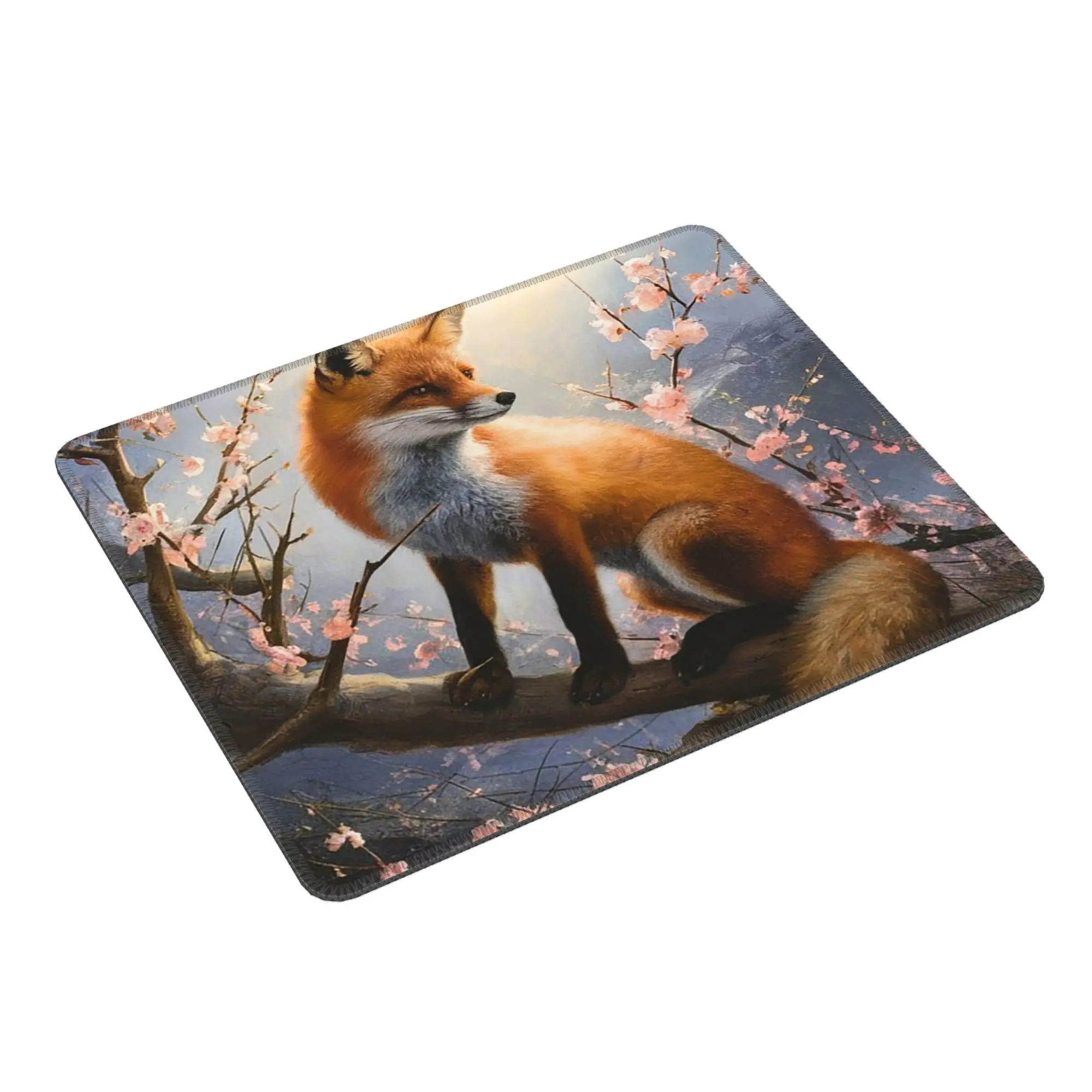 A Fox Perched On A Branch Painting Mouse Pad Computer Keyboard Mouse Mat Gaming PC Laptop Desk Mat Office Accessories Table Mats