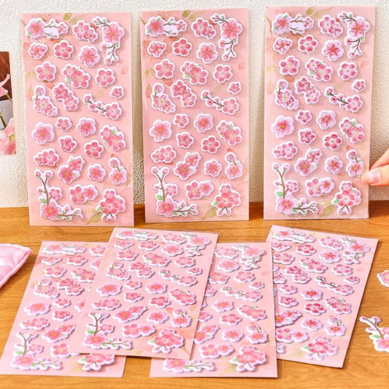 40pcs/lot Creative Sakura 3D Stickers Cute Decorative Stationery DIY Sticker Scrapbooking Wholesale Stick Label